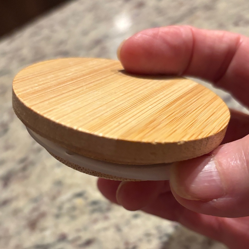 Set of Four Bamboo Jar Lids with Cushion Silicone Edge